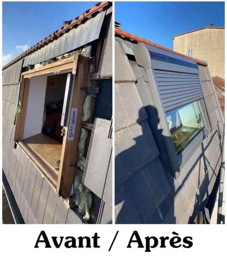 Avant / après remplacement de fenêtre de toit